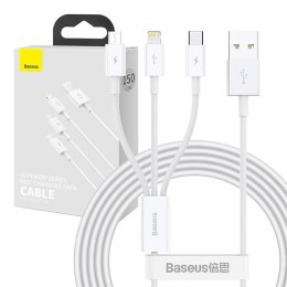 Baseus Kabel USB 3w1 Baseus Superior Series, USB do micro USB / USB-C / Lightning, 3.5A, 1.2m (biały)