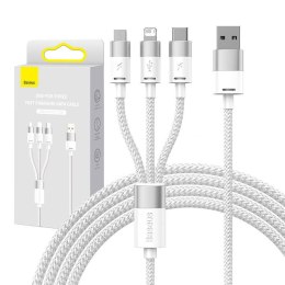 Baseus Kabel USB 3w1 Baseus StarSpeed, USB-C + micro USB + Lightning, 3,5A, 1.2m (biały)