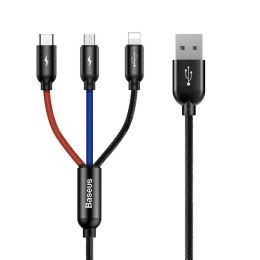 Baseus Kabel USB Baseus 3w1 USB-C / Lightning / Micro 3,5A 0,3m (czarny)