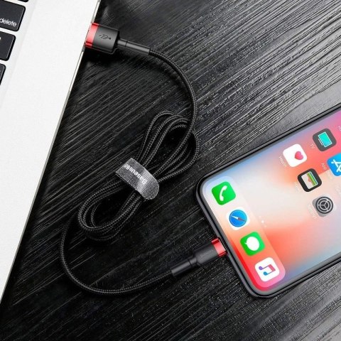Baseus Kabel Lightning USB Baseus Cafule 2,4A 1m (czarno-czerwony)
