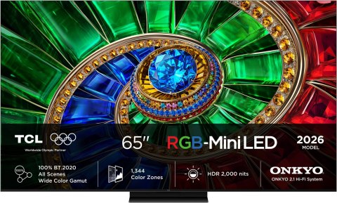 TCL RM7L 65RM7L Telewizor 165,1 cm (65") 4K Ultra HD Smart TV Wi-Fi Czarny 2000 cd/m2