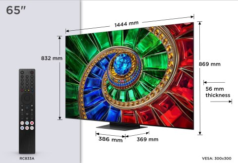 TCL RM7L 65RM7L Telewizor 165,1 cm (65") 4K Ultra HD Smart TV Wi-Fi Czarny 2000 cd/m2