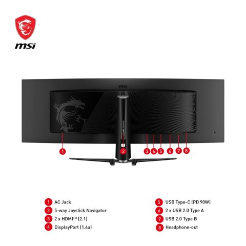 MSI MPG 491CQPDE QD-OLED monitor komputerowy 124,5 cm (49") 5120 x 1440 px DQHD Czarny