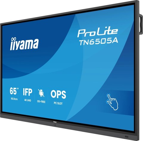 Iiyama TN6505A-B1AG signage display Interaktywny płaski panel 163,8 cm (64.5") 500 cd/m2 4K Ultra HD Czarny Ekran dotykowy