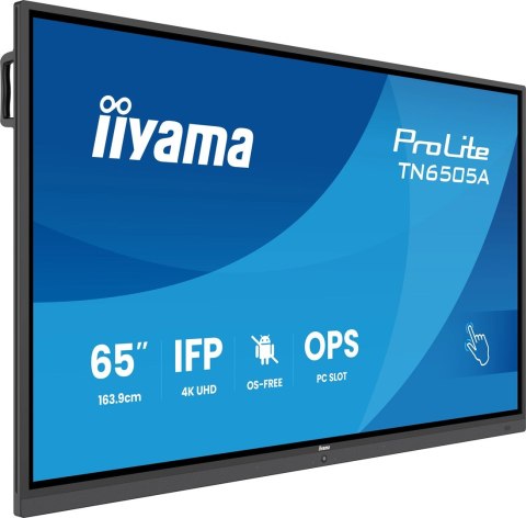 Iiyama TN6505A-B1AG signage display Interaktywny płaski panel 163,8 cm (64.5") 500 cd/m2 4K Ultra HD Czarny Ekran dotykowy