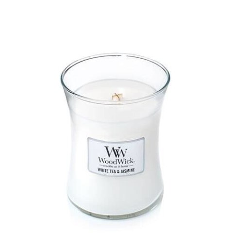 Świeca średnia WHITE TEA & JASMINE WOODWICK
