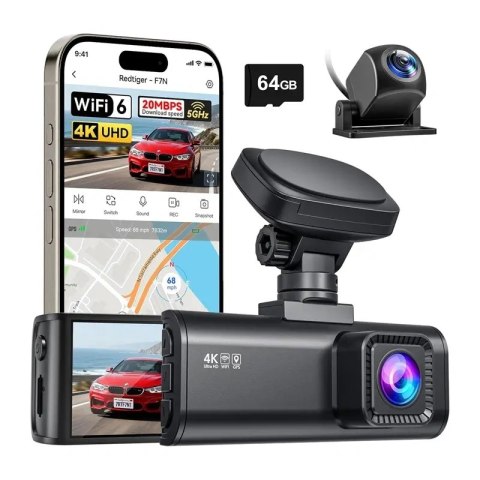 Redtiger Wideorejestrator REDTIGER F7N WiFi 4K + 1080p