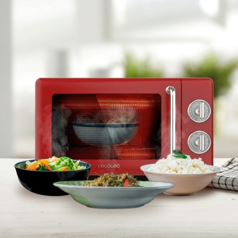 Cecotec 01710 kuchenka mikrofalowa Czerwony, Stal nierdzewna Mikrofalówka grill Blat 20 l 700 W