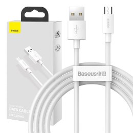 Baseus Kabel micro USB do USB Baseus Simple Wisdom, 2.1A, 1.5m (biały) 2szt.