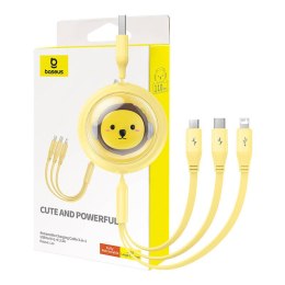 Baseus Kabel ładowania 3w1 Baseus USB do USB-C, USB-M, Lightning 3,5A, 1,1m (żółty)